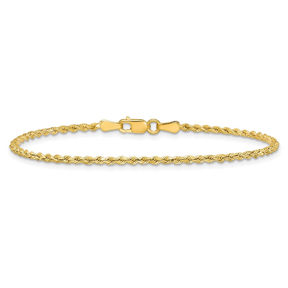 14k 2mm Semi-solid D/C Rope Chain Bracelet (1.16 grams)