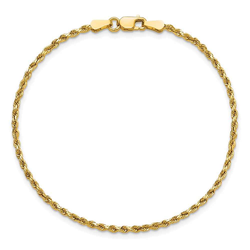 14k 2mm Semi-solid D/C Rope Chain Bracelet (1.16 grams)