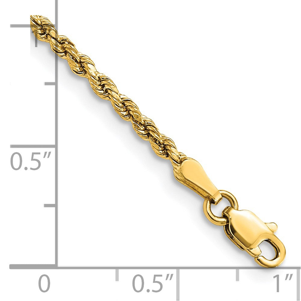 14k 2.25mm Semi-solid D/C Rope Chain Bracelet (1.28 grams)