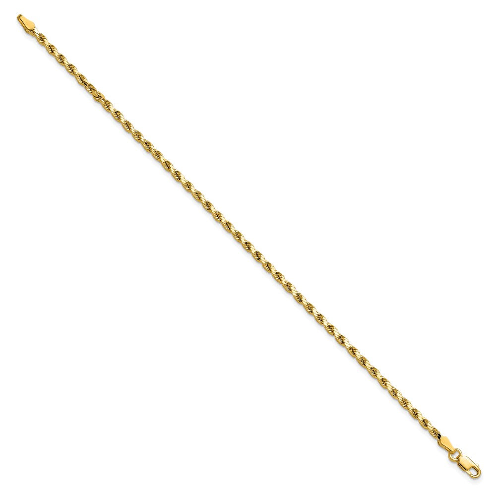 14k 2.5mm Semi-solid D/C Rope Chain Bracelet (1.47 grams)