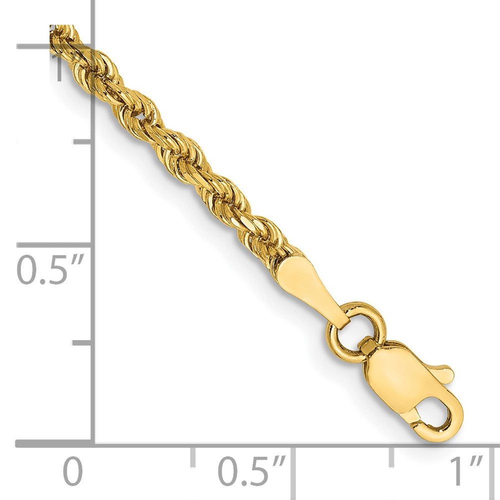 14k 2.5mm Semi-solid D/C Rope Chain Bracelet (1.47 grams)