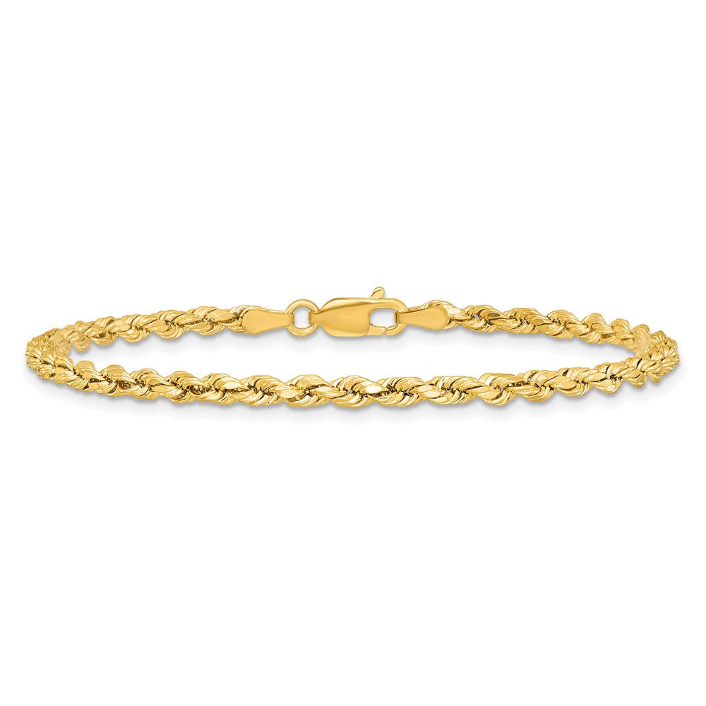 14k 3mm Semi-solid D/C Rope Chain Bracelet (2.04 grams)