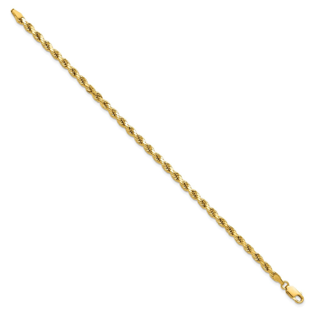 14k 3.5mm Semi-solid D/C Rope Chain Bracelet (2.63 grams)