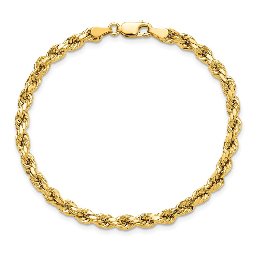 14k 4mm Semi-solid D/C Rope Chain Bracelet (2.87 grams)