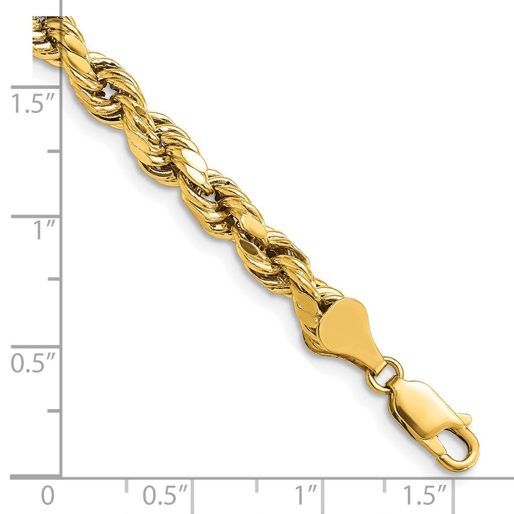 14k 5.5mm Semi-solid D/C Rope Chain Bracelet (4.72 grams)