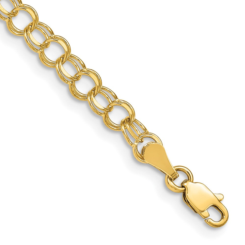 14k Yellow Gold 4 mm Double Link Charm Bracelet (2.98 grams)