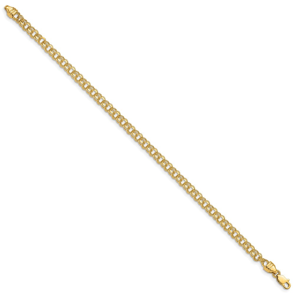 14k Yellow Gold 3.75 mm Solid Double Link Charm Bracelet