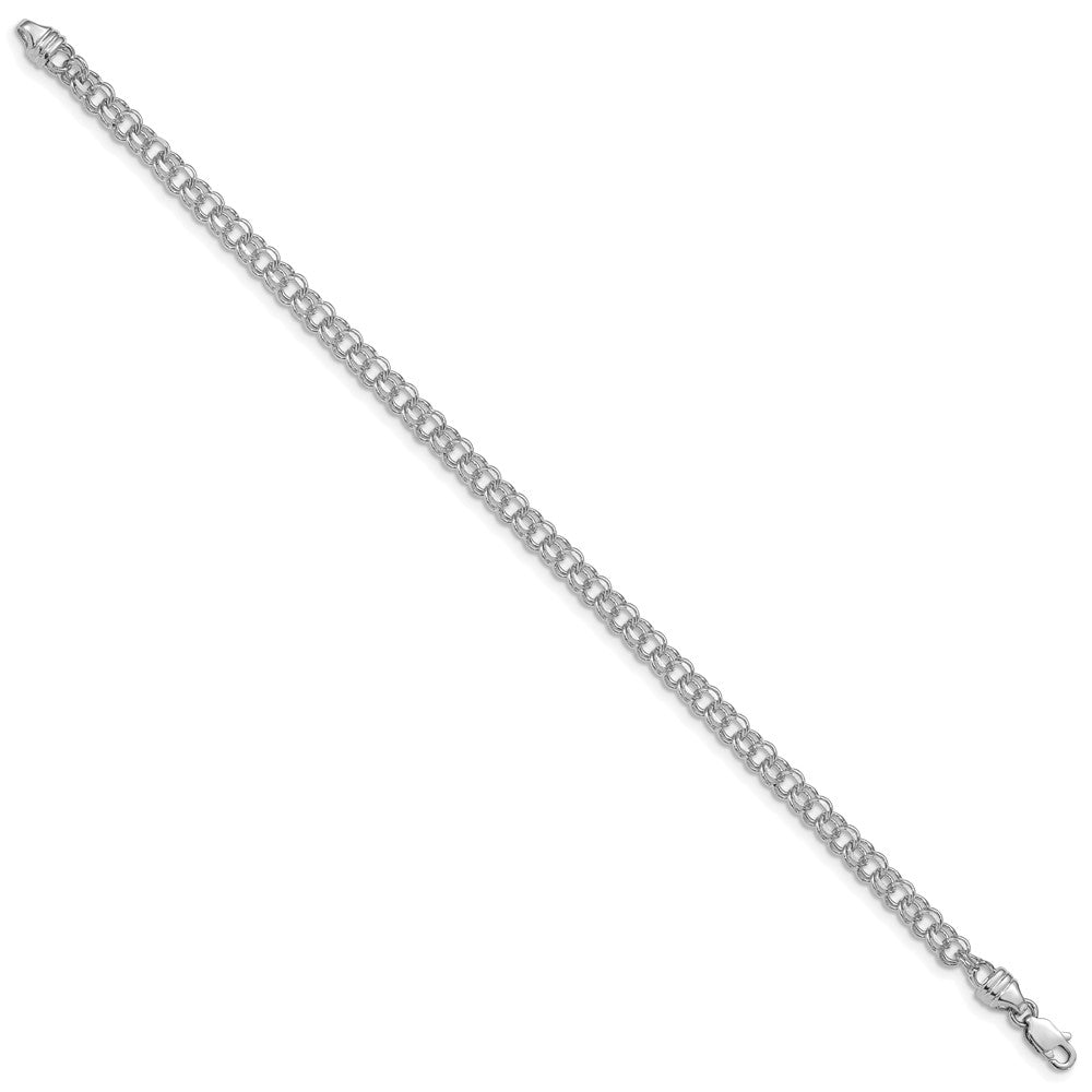 14k White Gold 3.75 mm Solid Double Link Charm Bracelet (4.99 grams)