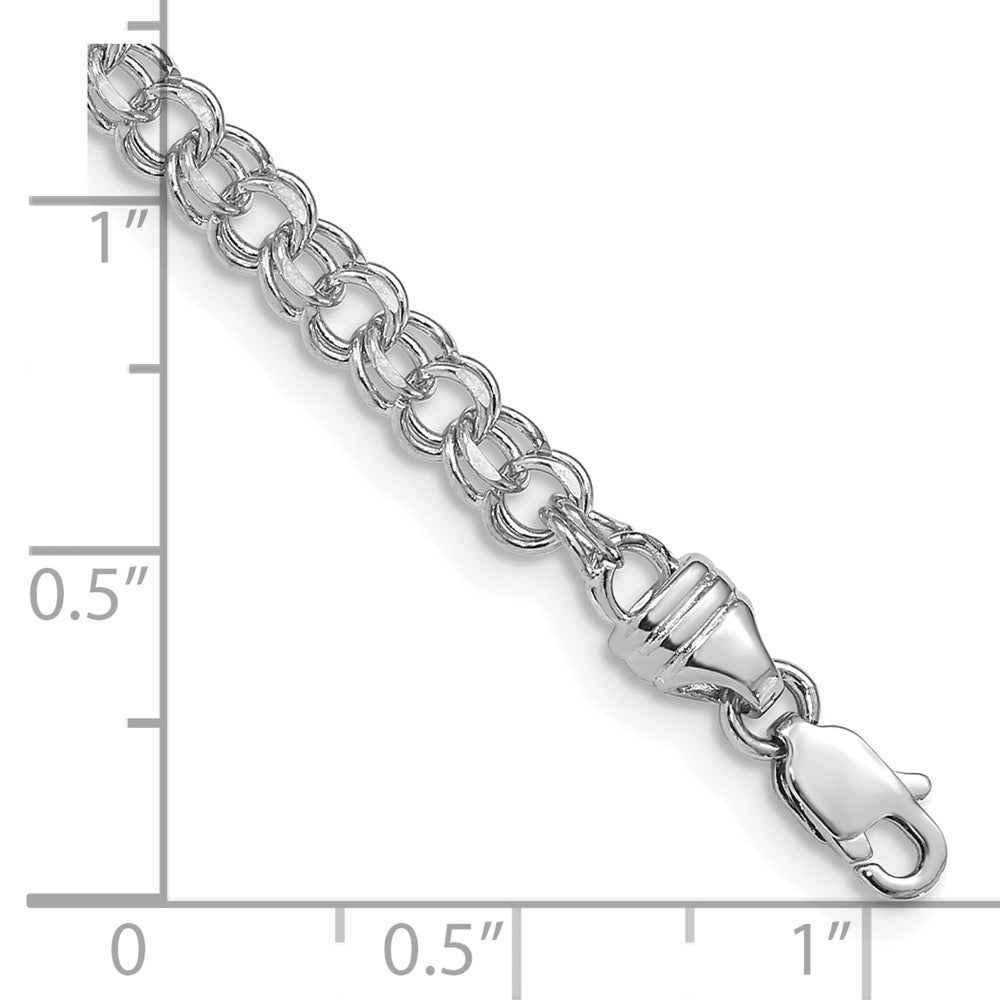 14k White Gold 3.75 mm Solid Double Link Charm Bracelet (4.99 grams)