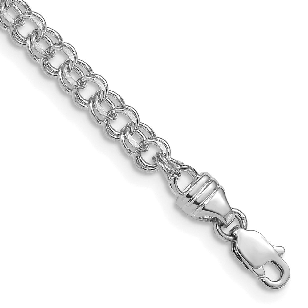 14k White Gold 3.75 mm Solid Double Link Charm Bracelet (4.99 grams)