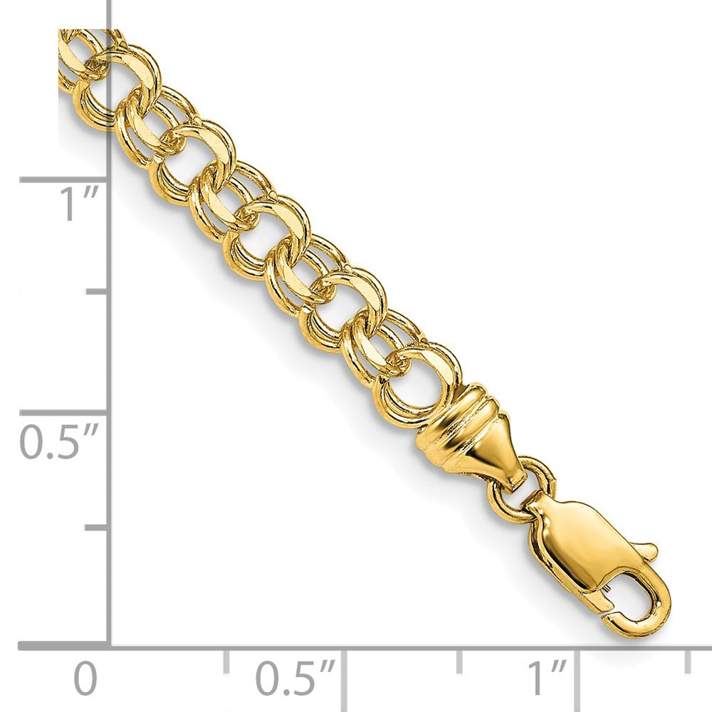 14k Yellow Gold 4.75 mm Solid Double Link Charm Bracelet (6.66 grams)