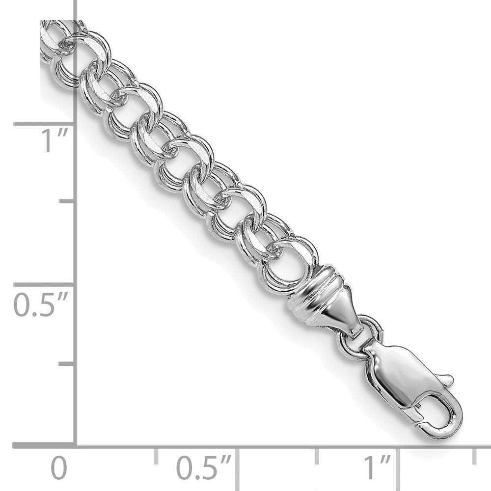 14k White Gold 4.75 mm Solid Double Link Charm Bracelet (7.07 grams)