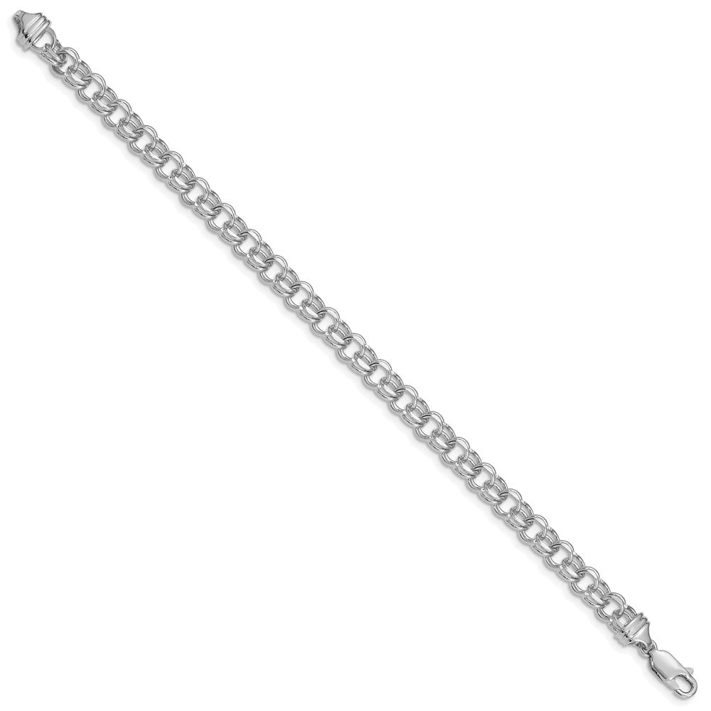 14k White Gold 5.5 mm Solid Double Link Charm Bracelet (10.23 grams)