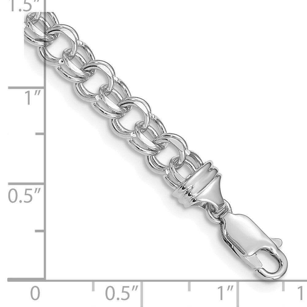 14k White Gold 5.5 mm Solid Double Link Charm Bracelet (10.23 grams)