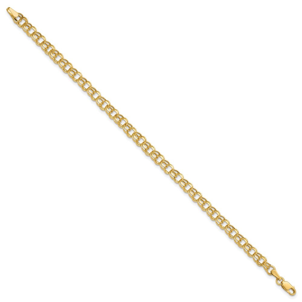 14k Yellow Gold 4.5 mm Hollow Double Link Charm Bracelet