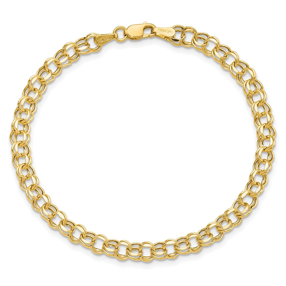 14k Yellow Gold 4.5 mm Hollow Double Link Charm Bracelet (1.6 grams)