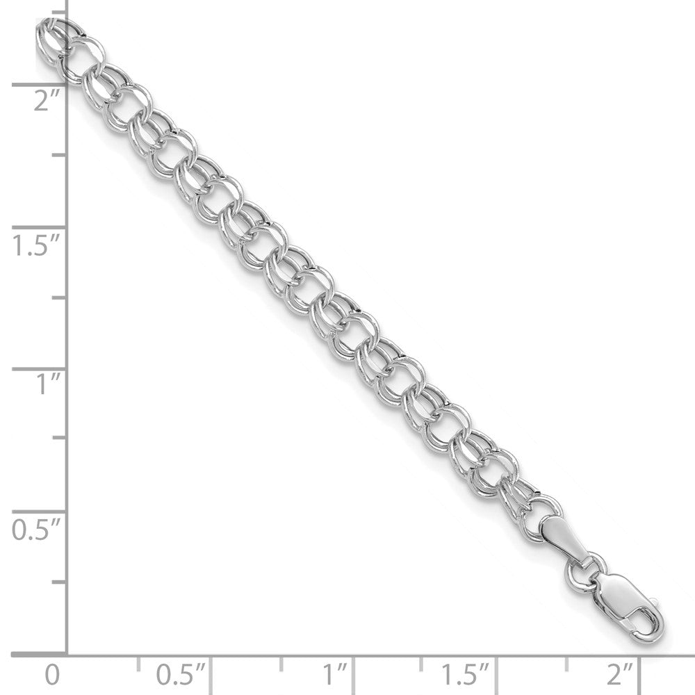 14k White Gold 4.5 mm Hollow Double Link Charm Bracelet (1.72 grams)