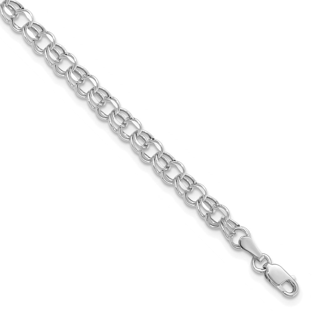 14k White Gold 4.5 mm Hollow Double Link Charm Bracelet (1.72 grams)