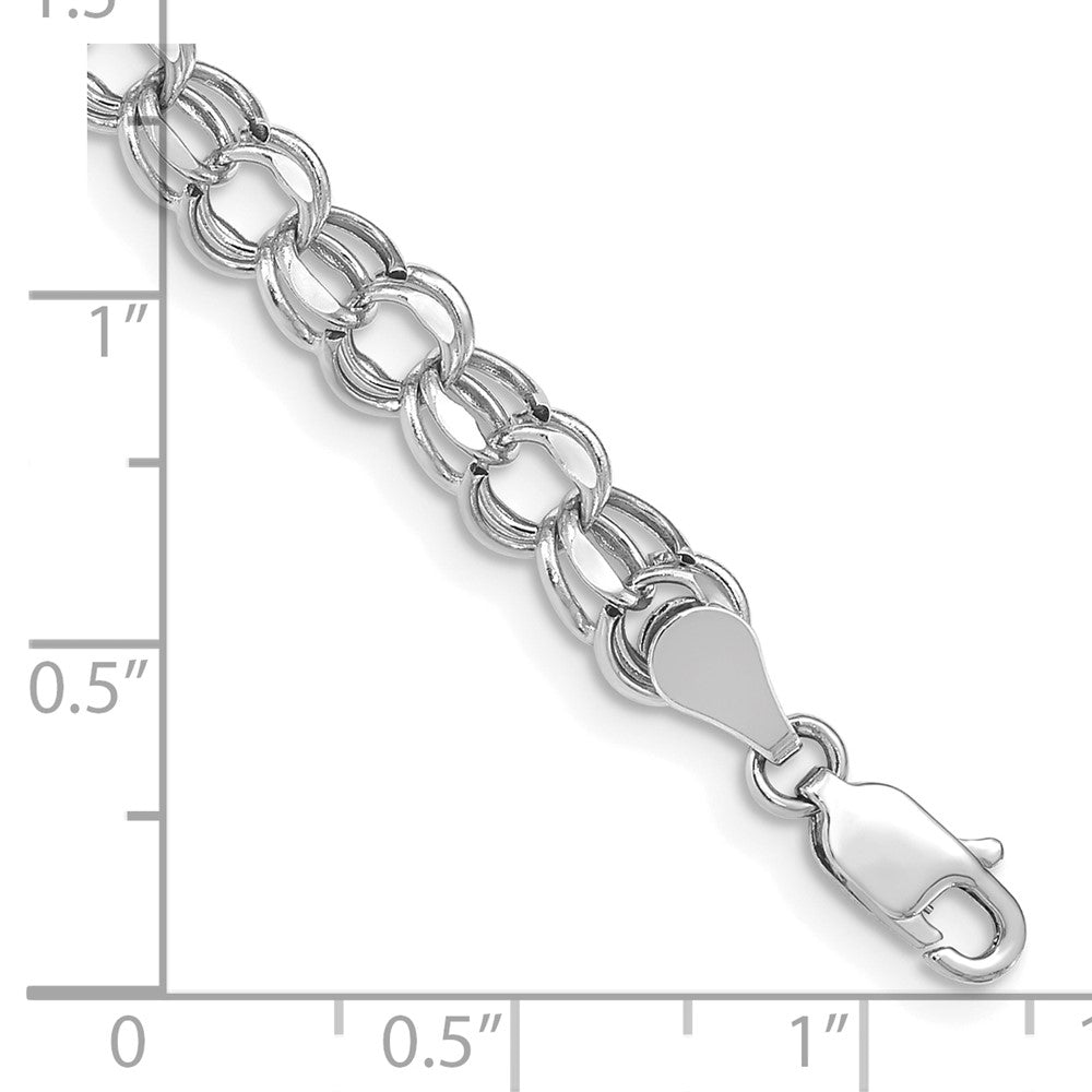 14k White Gold 5.5 mm Hollow Double Link Charm Bracelet (2.41 grams)