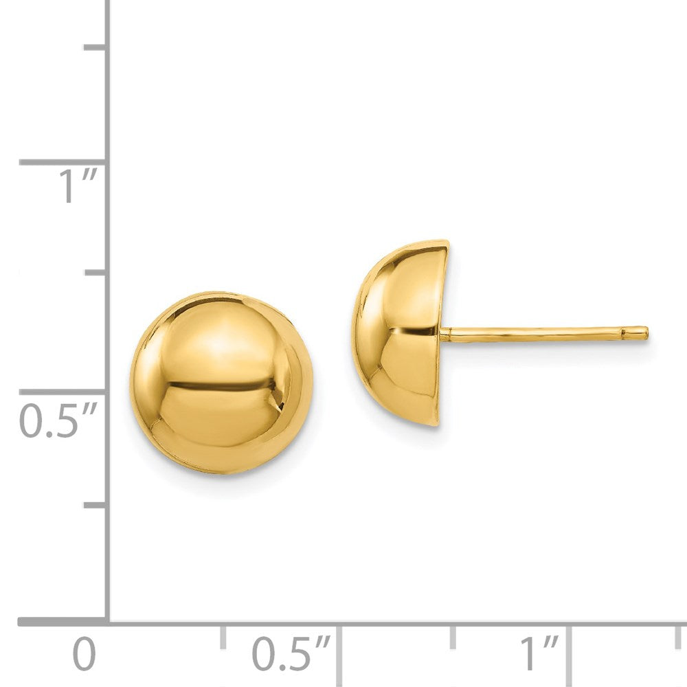 14k Yellow Gold 10 mm Half Ball Post Earrings (1.81 grams)