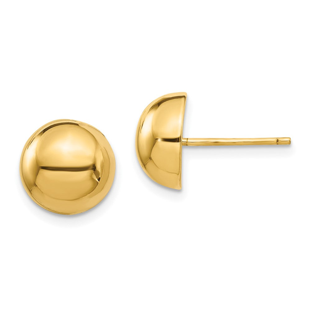 14k Yellow Gold 10 mm Half Ball Post Earrings (1.81 grams)