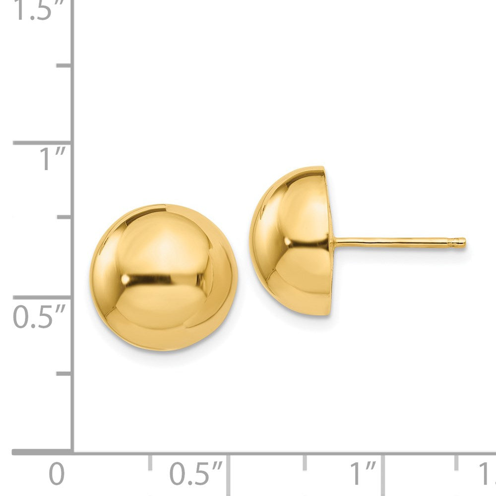 14k Yellow Gold 12 mm Half Ball Post Earrings (2.26 grams)