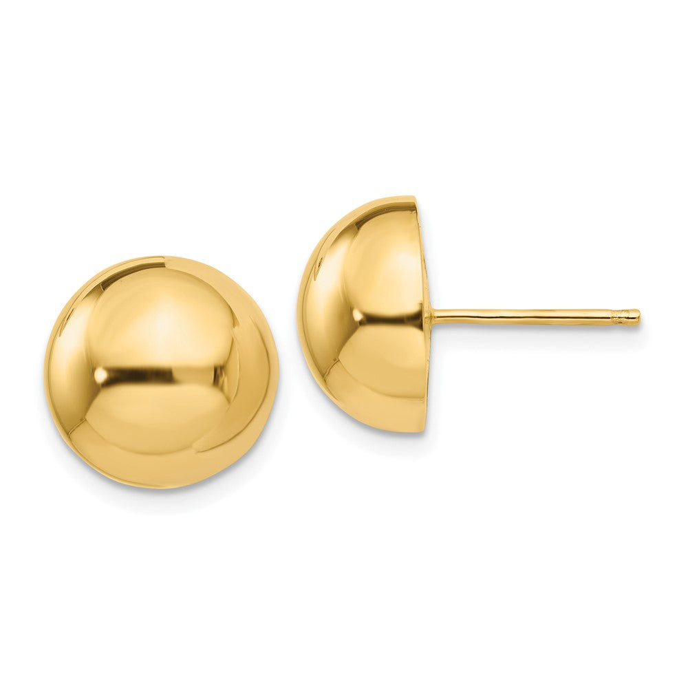 14k Yellow Gold 12 mm Half Ball Post Earrings (2.26 grams)