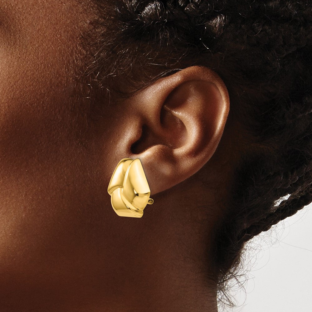 14k Yellow Gold 27 mm Polished Knot Omega Back Post Earrings (6.9 grams)