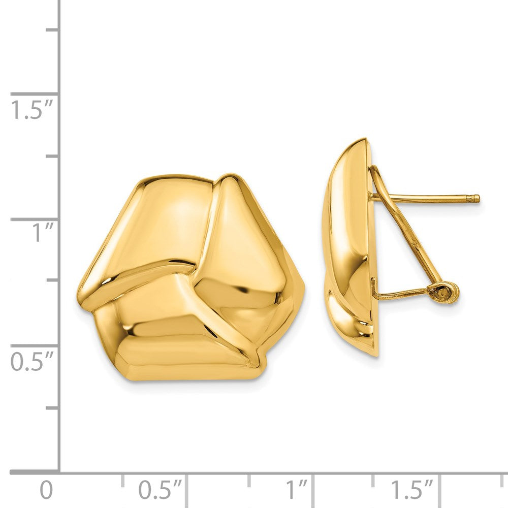 14k Yellow Gold 27 mm Polished Knot Omega Back Post Earrings (6.9 grams)