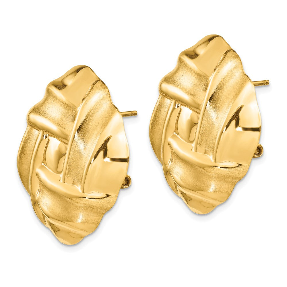 14k Yellow Gold 26 mm Polished & Satin Omega Back Post Earrings (10.37 grams)