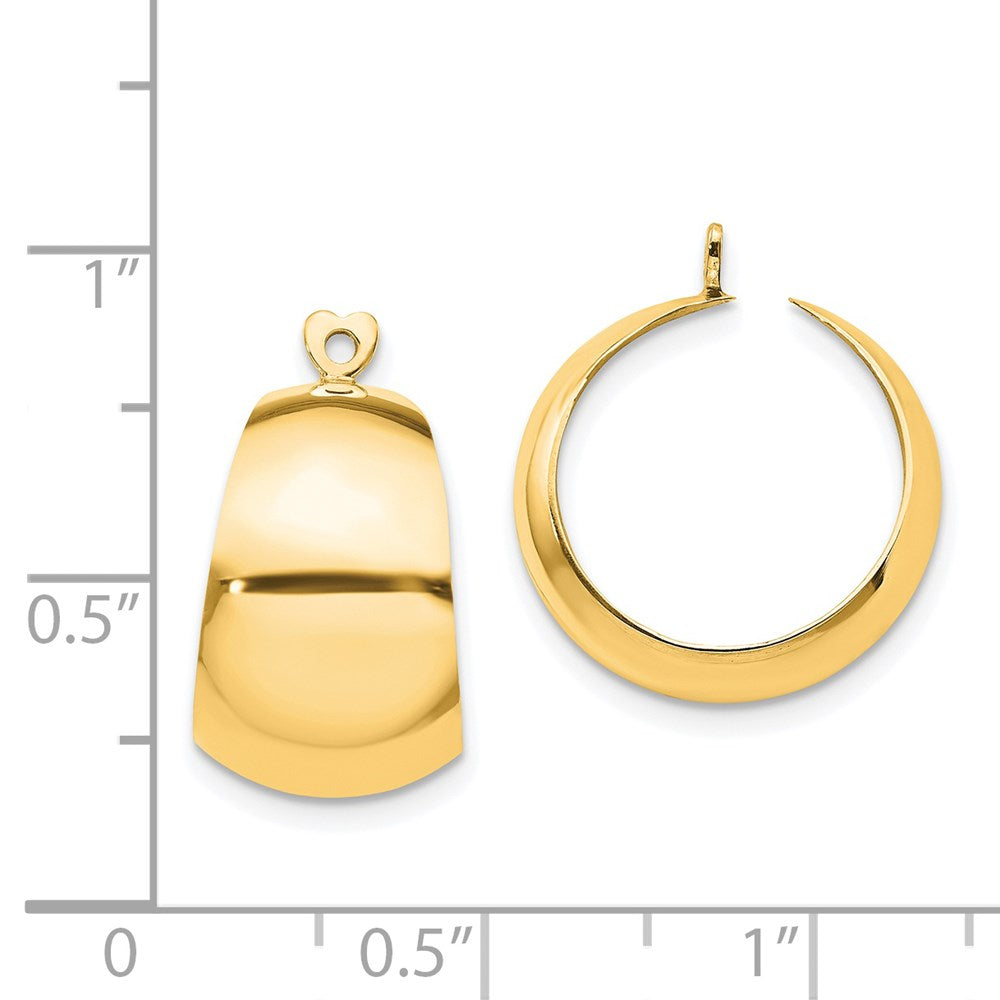 14k Yellow Gold 11 mm Polished Hoop Earring Jackets (2.56 grams)