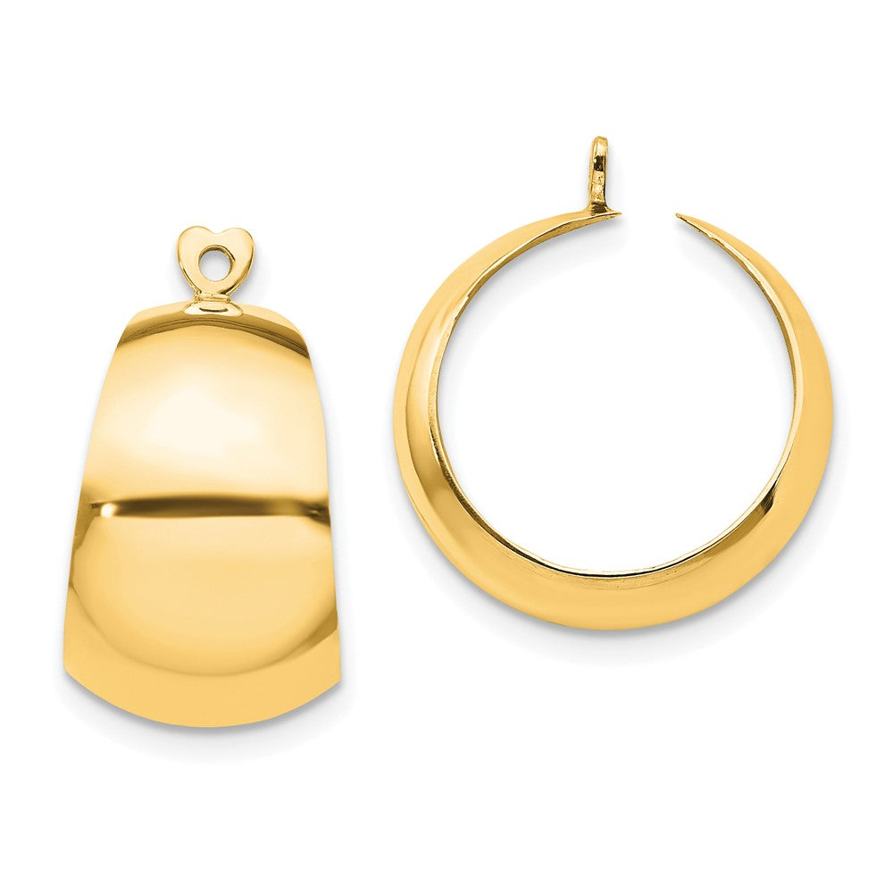 14k Yellow Gold 11 mm Polished Hoop Earring Jackets (2.56 grams)