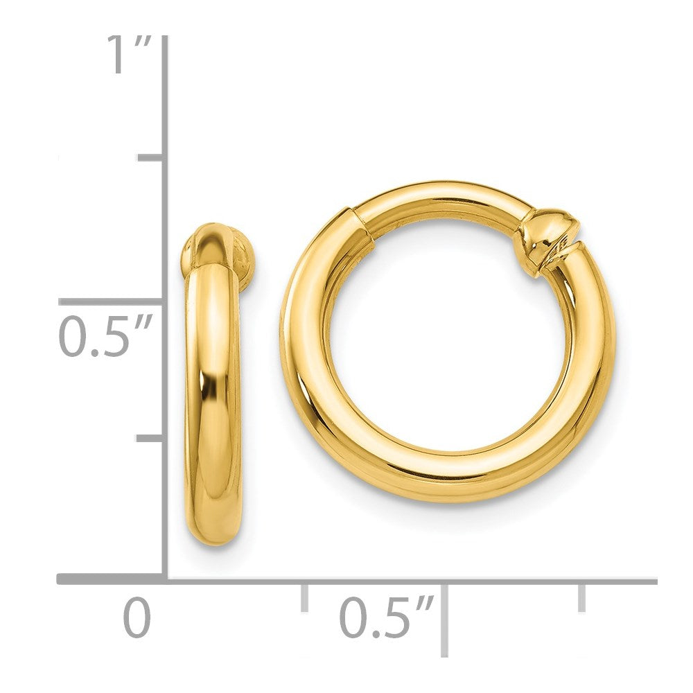 14k Yellow Gold 2.5 mm Non-Pierced Hoop Earrings (1.83 grams)