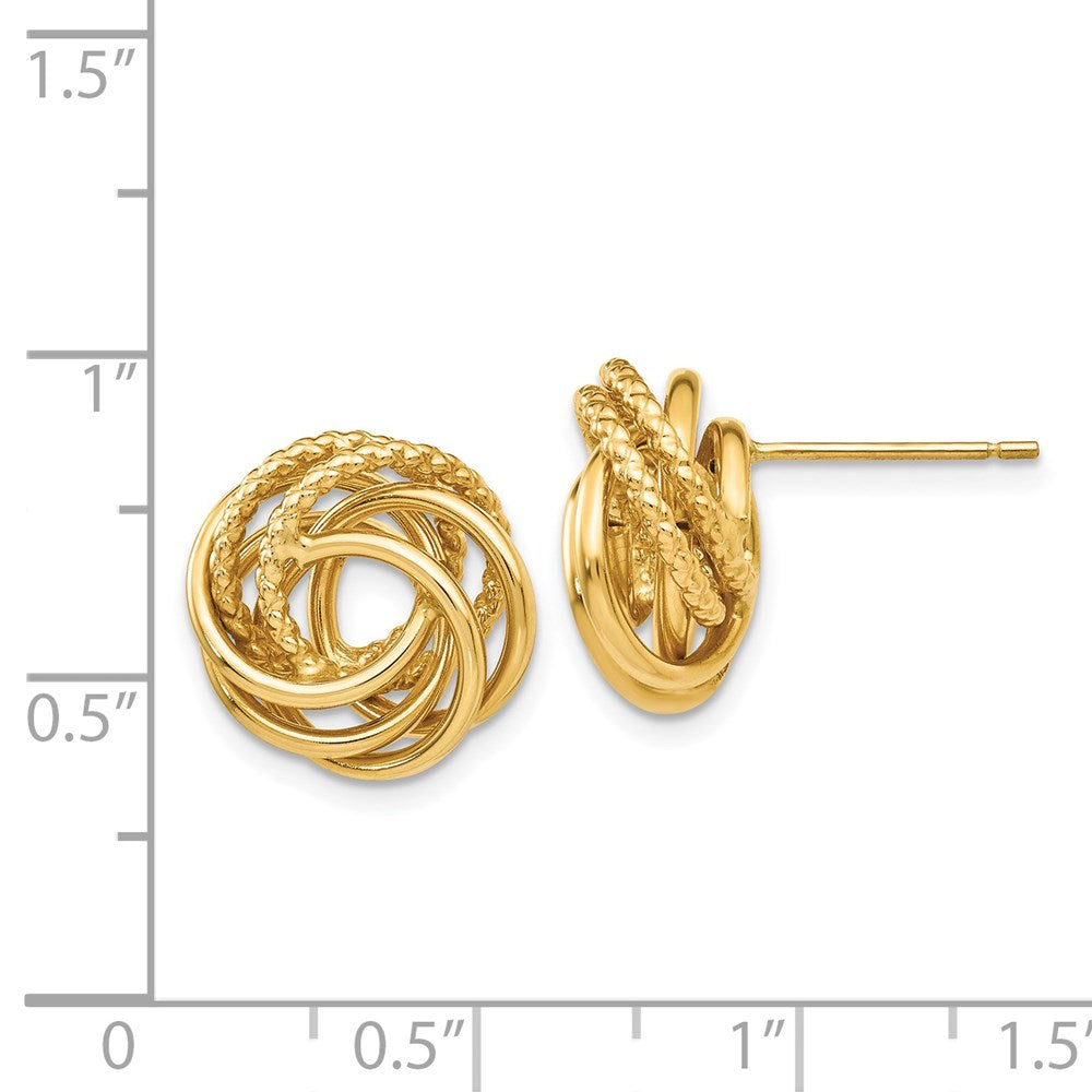 14k Yellow Gold 13 mm Love Knot Earrings (3.19 grams)