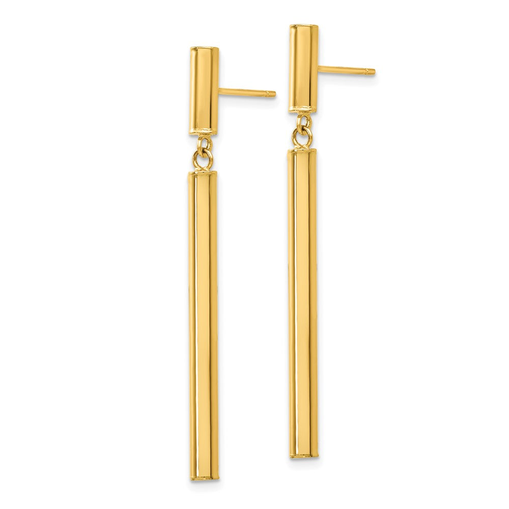 14k Yellow Gold 3 mm Fancy Dangle Round Tube Earrings (1.61 grams)