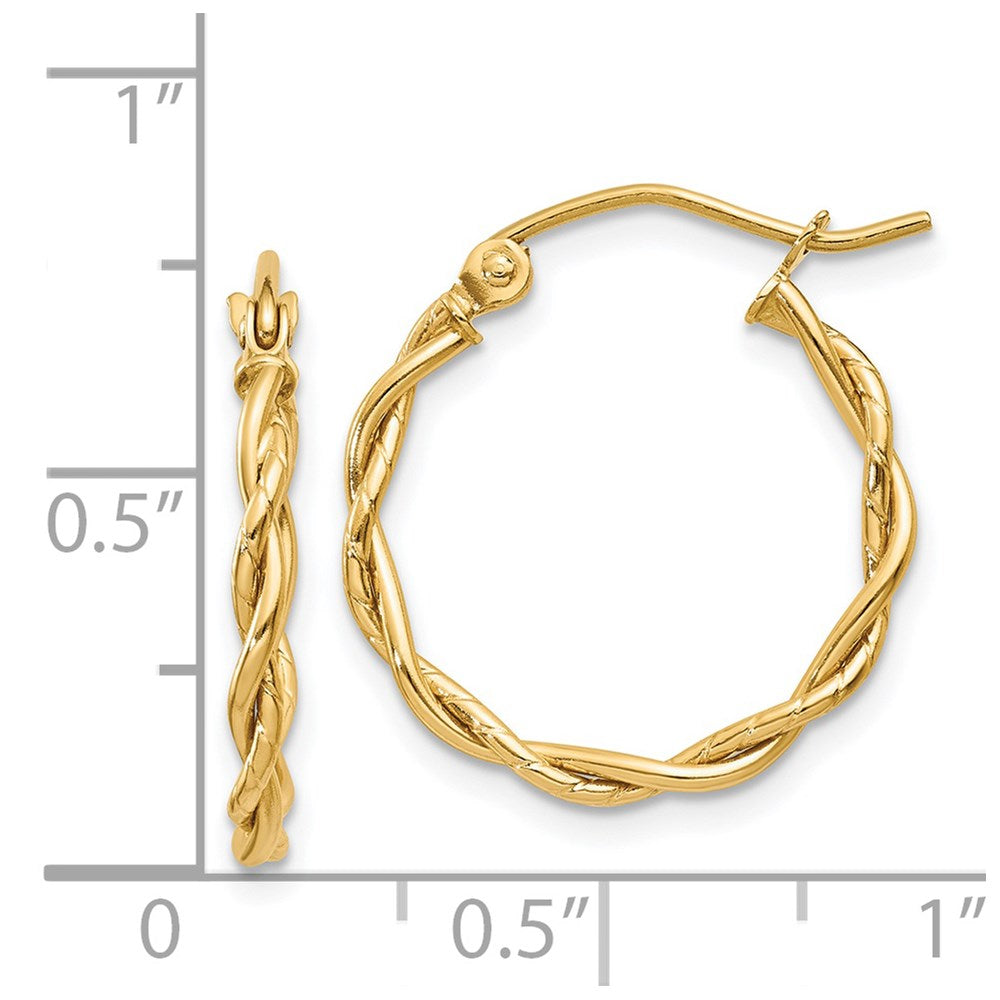 14k Yellow Gold 17.5 mm Twisted Hoop Earrings (1.19 grams)