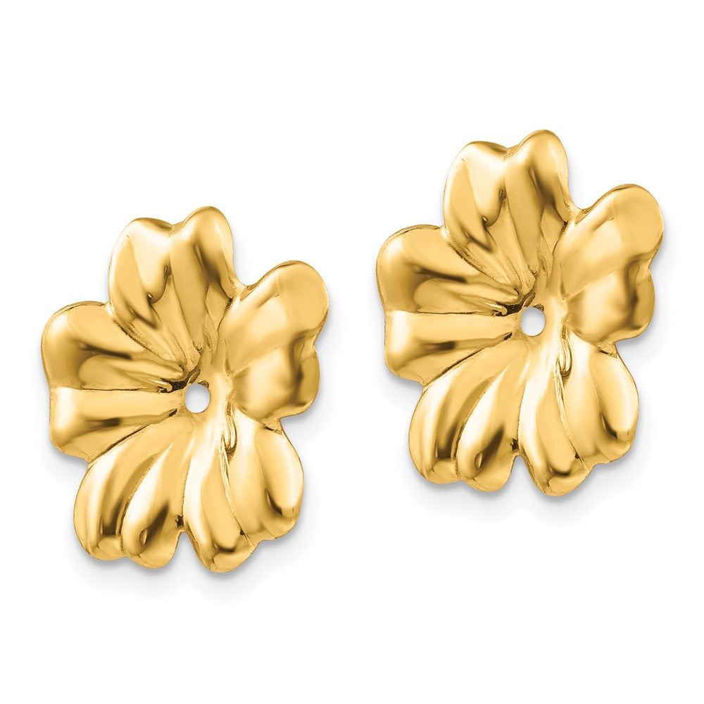 14k Yellow Gold 11 mm Polished Floral Earring Jackets (0.92 grams)