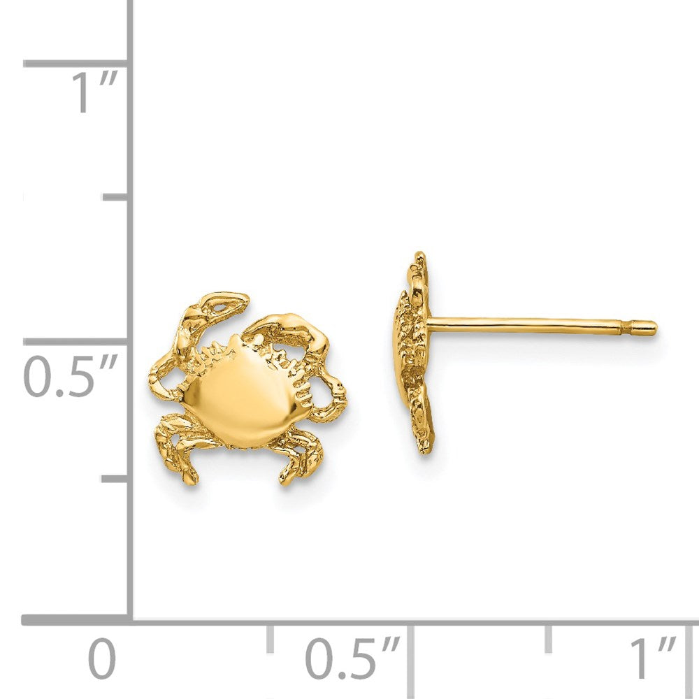 14k Yellow Gold 10 mm Crab Earrings (1.1 grams)