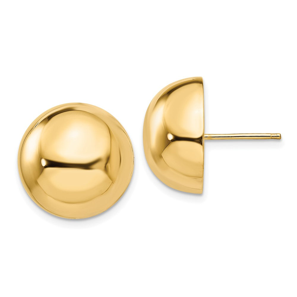 14k Yellow Gold 16 mm Half Ball Post Earrings (4.37 grams)