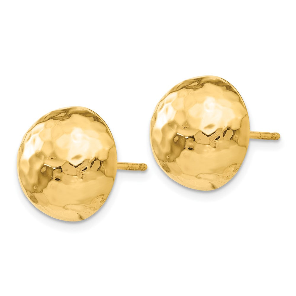 14k Yellow Gold 13 mm red Half Ball Post Earrings (2.42 grams)