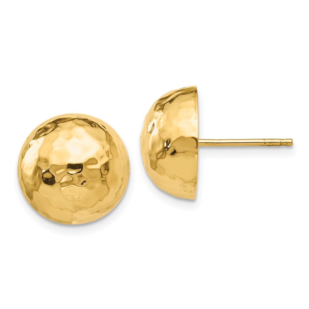 14k Yellow Gold 13 mm red Half Ball Post Earrings (2.42 grams)