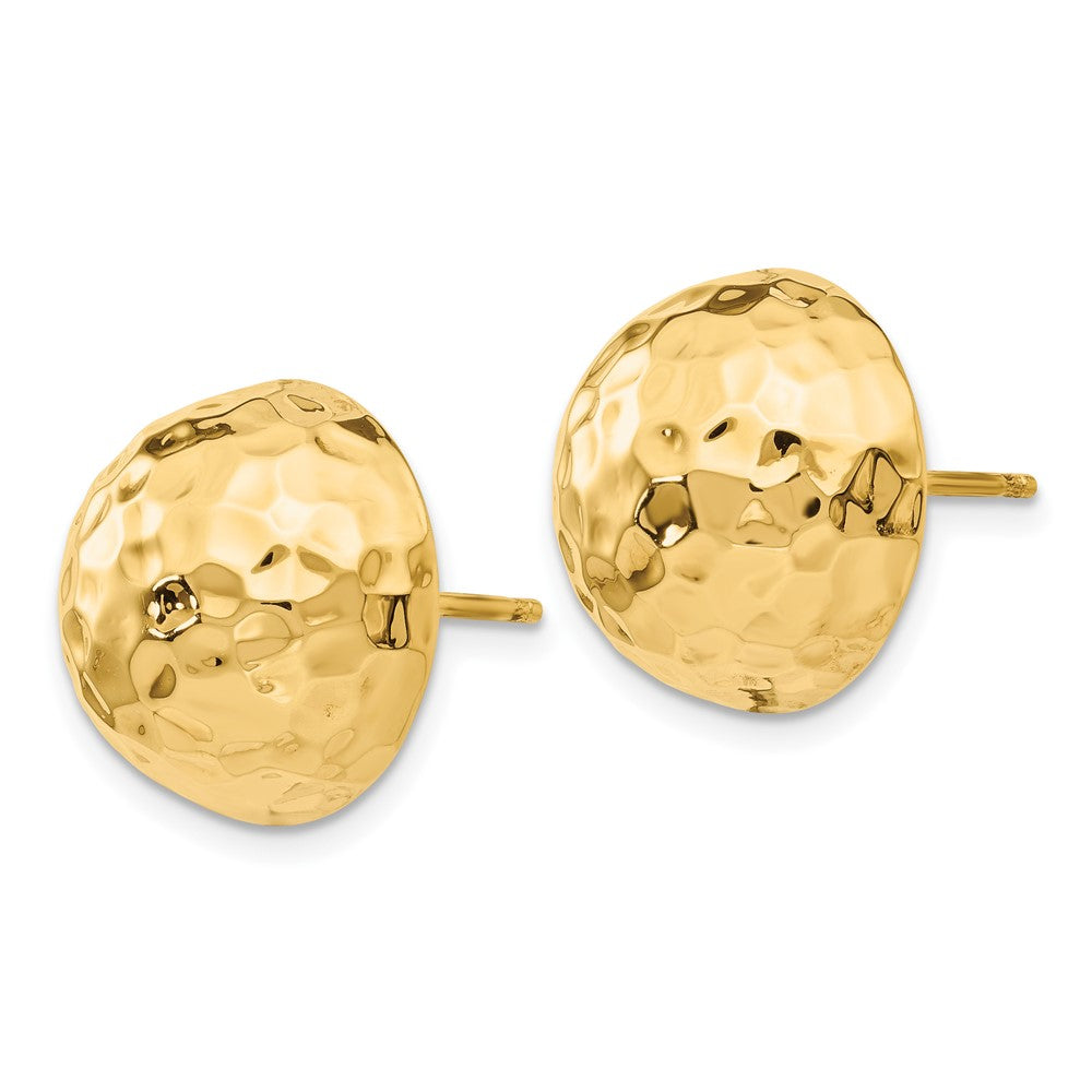 14k Yellow Gold 15 mm red Half Ball Post Earrings (3.09 grams)