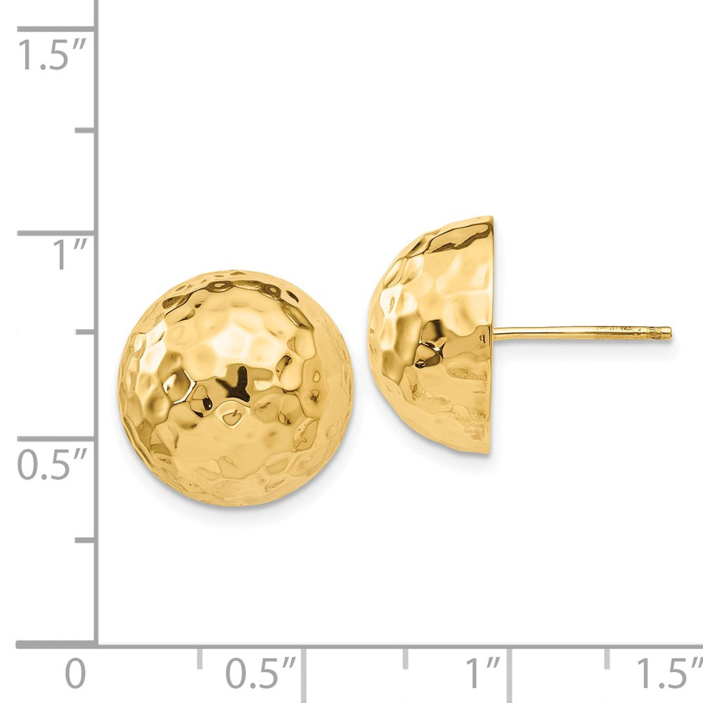 14k Yellow Gold 15 mm red Half Ball Post Earrings (3.09 grams)