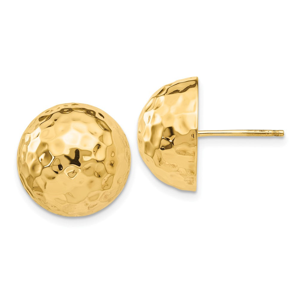 14k Yellow Gold 15 mm red Half Ball Post Earrings (3.09 grams)