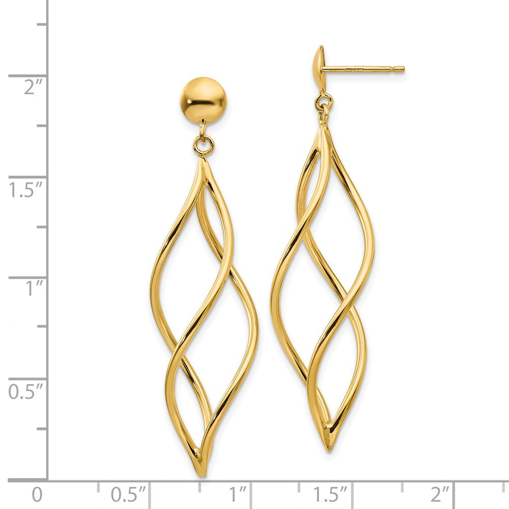 14k Yellow Gold 12 mm Curved Tube Dangle Earrings (2.49 grams)