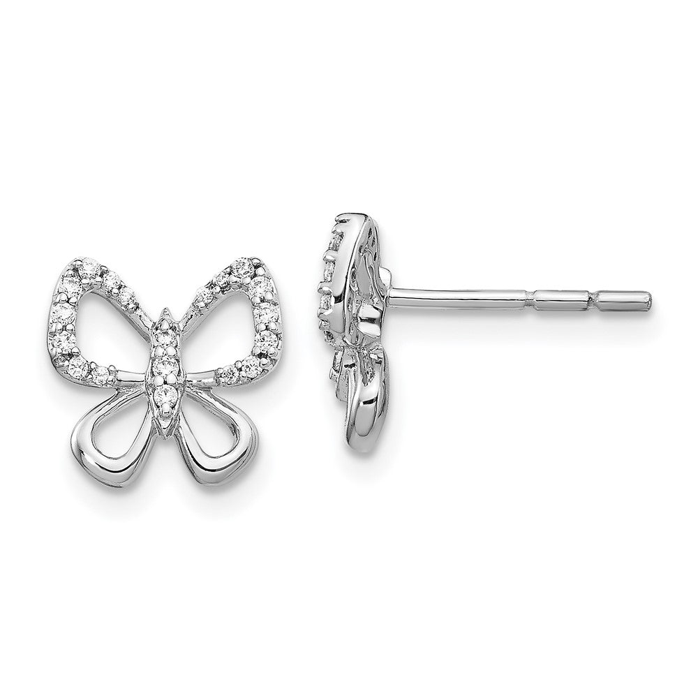 14k White Gold 10 mm Diamond Butterfly Earrings (1.38 grams)