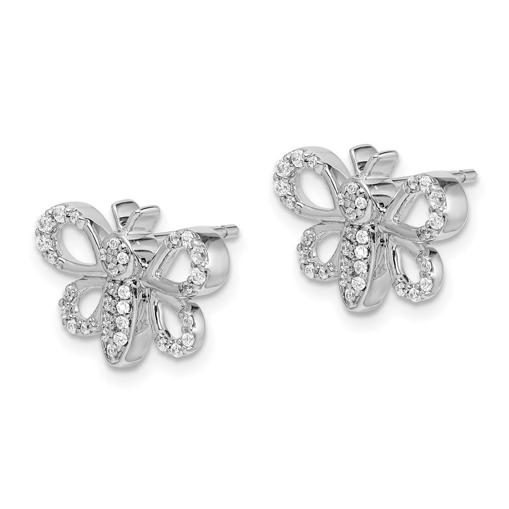 14k White Gold 13 mm Diamond Bee Earrings (2.85 grams)