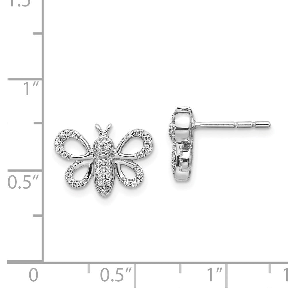 14k White Gold 13 mm Diamond Bee Earrings (2.85 grams)