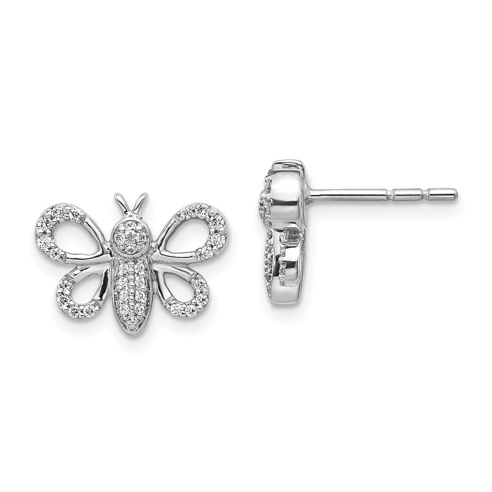 14k White Gold 13 mm Diamond Bee Earrings (2.85 grams)