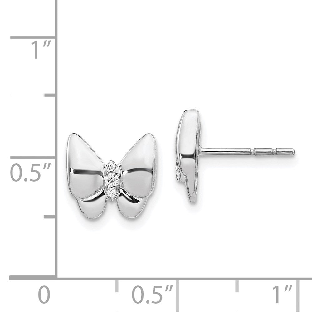 14k White Gold 9 mm Diamond Butterfly Earrings (2.09 grams)